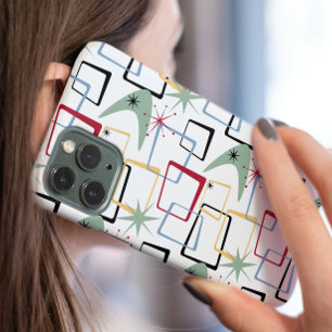 Coque iPhone 15 Carrés Boomerang Funky Starburst Milieu du XXe siè