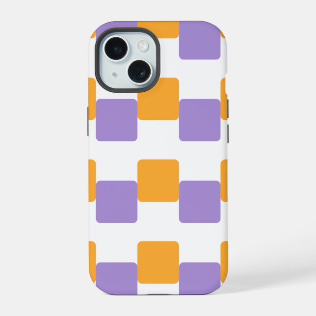 Coque iPhone 15 Carrés jaune doré (Verso)