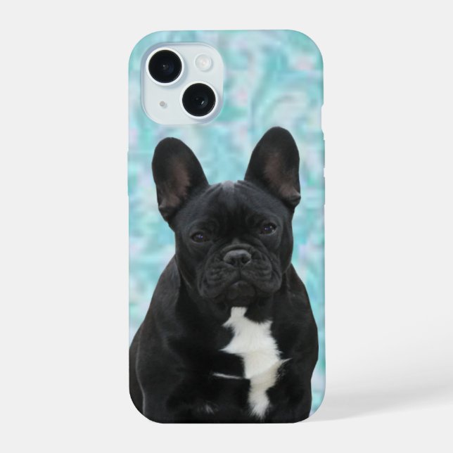 Coque iPhone 15 Carte de vœux de Thanksgiving avec un bouledogue f (Verso)