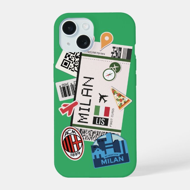 Coque iPhone 15 Carte d'embarquement pour Milan (Verso)
