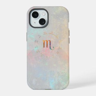 Coque iPhone 15 Carte Zodiac Scorpio Design blanc