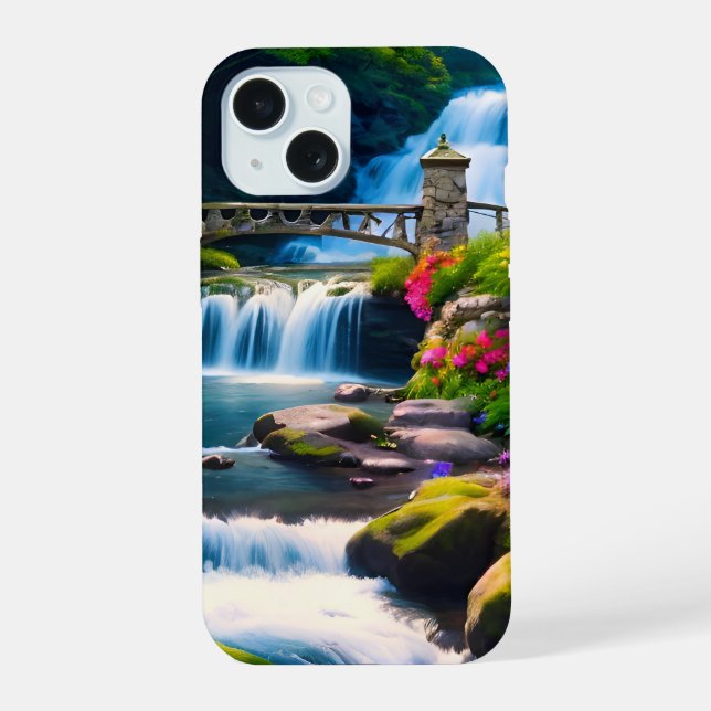 Coque iPhone 15 Cascade de printemps 1 (Verso)