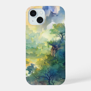 Coque iPhone 15 Case téléphonique Sunlit Forest Valley