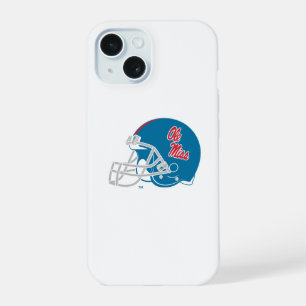 Coque iPhone 15 Casque de football Ole Miss Bleu clair