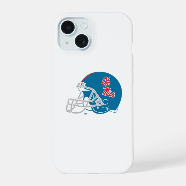 Coque iPhone 15 Casque Ole Miss Football | Bleu clair (Verso)