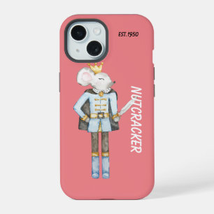 Coque iPhone 15 Casse-noisette joli monogramme Noël rose