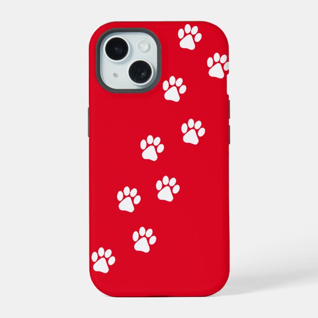 Coque iPhone 15 Cat Paw Trace Motif personnalisable (Verso)
