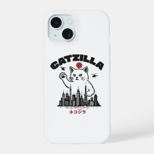 Coque iPhone 15 Catzilla - Drôle Chat Godzilla Parodie