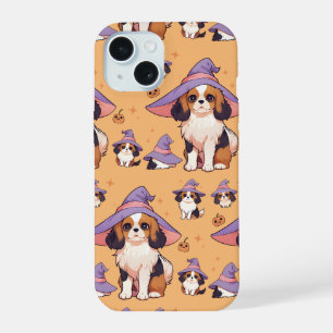 Coque iPhone 15 Cavalier King Charles pastel sorcière casquette ha