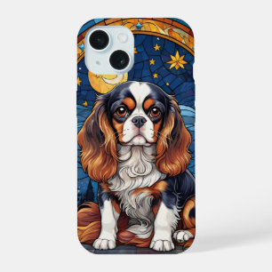Coque iPhone 15 Cavalier Roi Charles Tiré Verre Nuit Ciel Lune