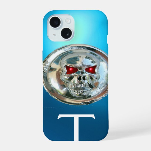 Coque iPhone 15 CAVALIERS DE CRÂNE MONOGRAMME Aqia Bleu (Verso)