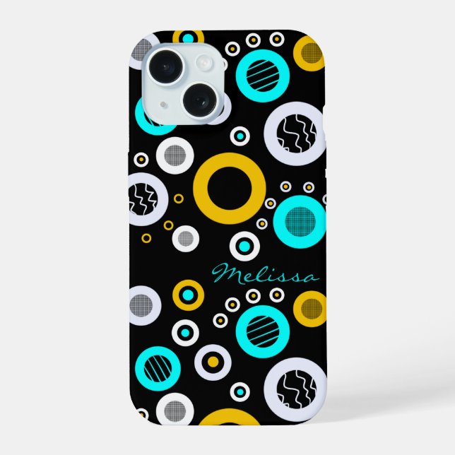 Coque iPhone 15 Cercles géométriques abstraits (Verso)