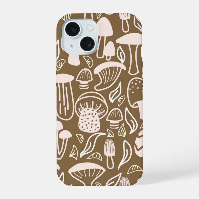 Coque iPhone 15 Champignons Brown (Verso)