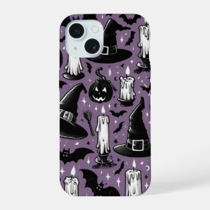 Coque iPhone 15 Chapeaux de sorcière & chauves-souris