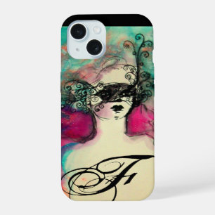 Coque iPhone 15 CHARME MONOGRAMME / Beauté Mystérieuse avec Masque