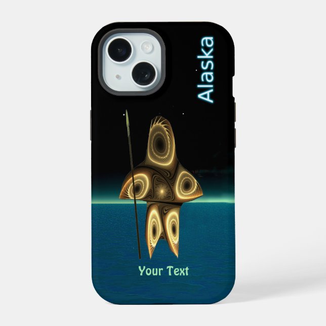 Coque iPhone 15 Chasseur inuit fractal - coque iphone Alaska Otter (Verso)