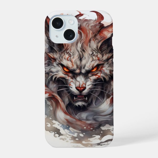Coque iPhone 15 Chat bête Imaginaire (Verso)