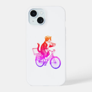 Coque iPhone 15 Chat de livraison de pizza rétro 