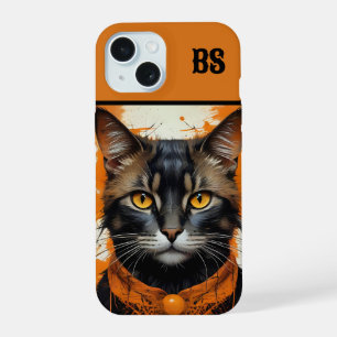 Coque iPhone 15 Chat éffrayant d'Halloween caché