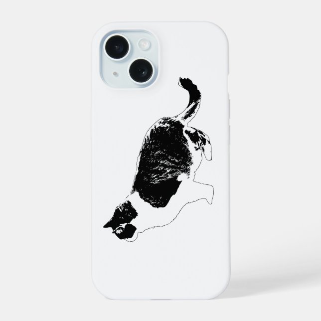 Coque iPhone 15 Chat Graphique, Garde Douce (Verso)