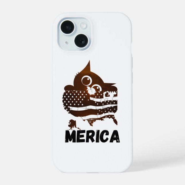 Coque iPhone 15 Chat Merica (Verso)
