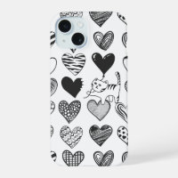 Chat noir et blanc et motif de cœur