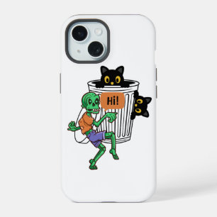 Coque iPhone 15 Chat Peureux Halloween