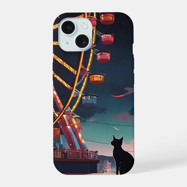 Coque iPhone 15 chat qui regarde (Verso)