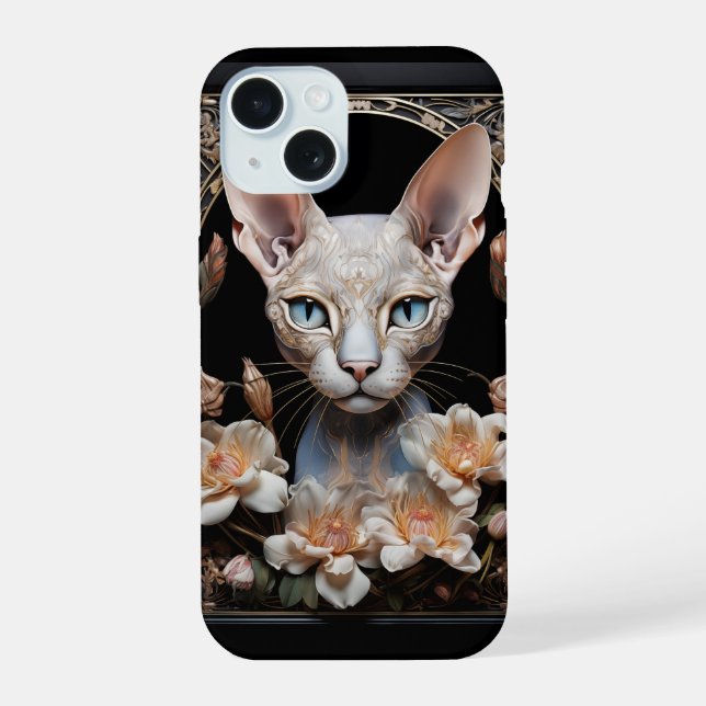 Coque iPhone 15 Chat Sphynx (Verso)