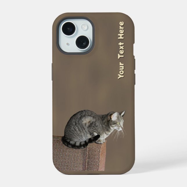 Coque iPhone 15 Chat Tabby Gris Fumé (Verso)
