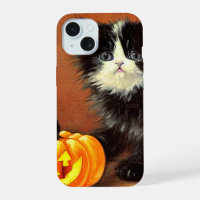 Chaton d'Halloween noir et blanc vintage