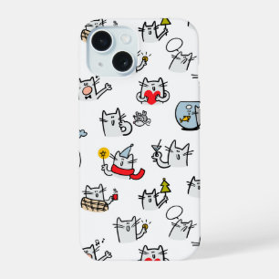 Coque iPhone 15 Chats drôles, lait et magie.