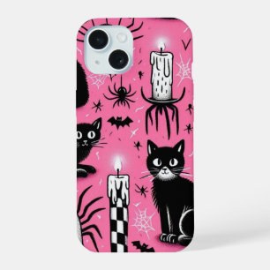 Coque iPhone 15 Chats noirs & bougies