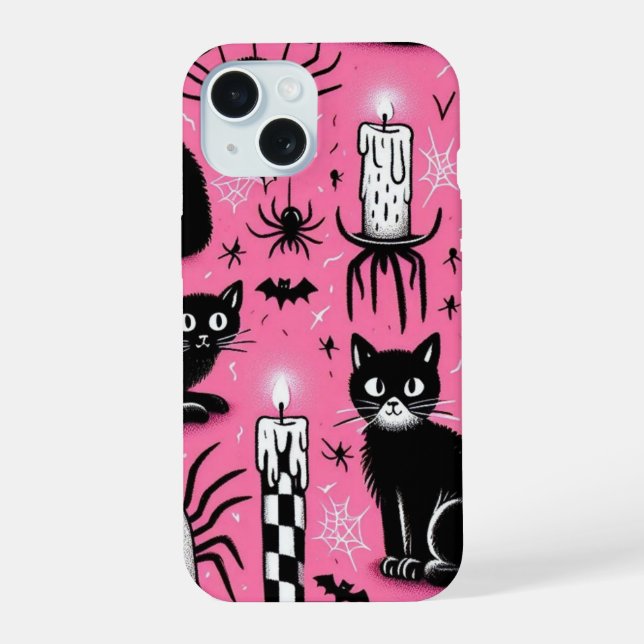 Coque iPhone 15 Chats noirs & bougies (Verso)
