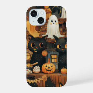 Coque iPhone 15 Chats noirs d'Halloween et sorcières drôles pour e