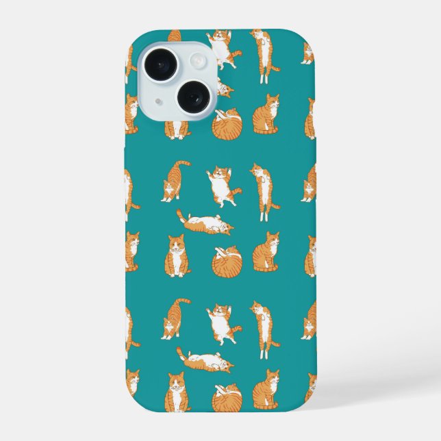 Coque iPhone 15 Chats orange drôles (Verso)