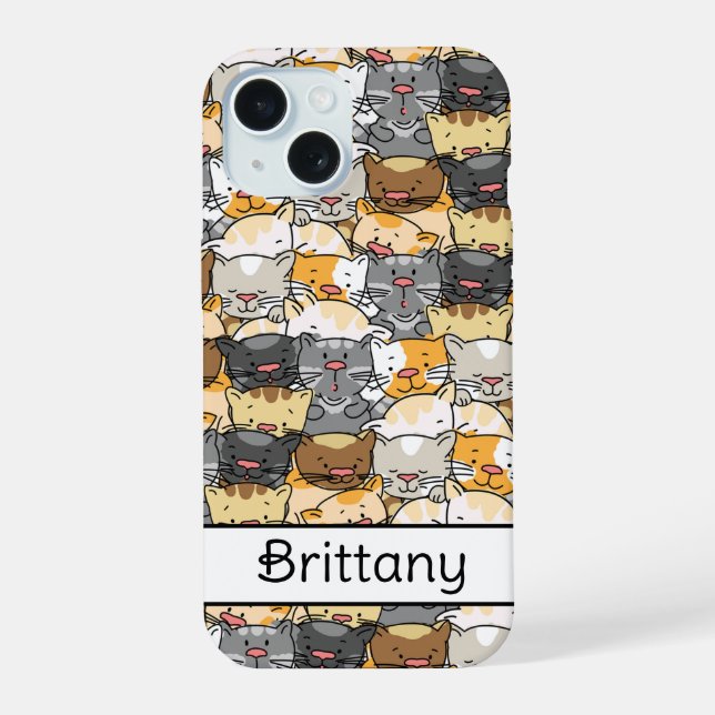 Coque iPhone 15 Chats Personnalisés (Verso)