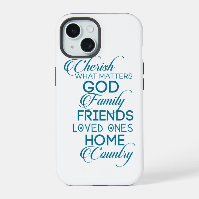 Coque iPhone 15 Chercher ce qui compte Turquoise (Verso)