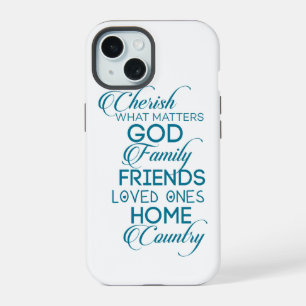 Coque iPhone 15 Chérissez ce qui compte sarcelle
