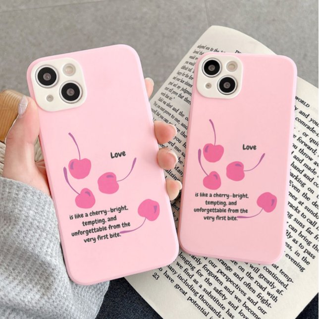 Coque iPhone 15 Cherry Love – Pop Art Cherries - Valentine’s Day (Créateur téléchargé)