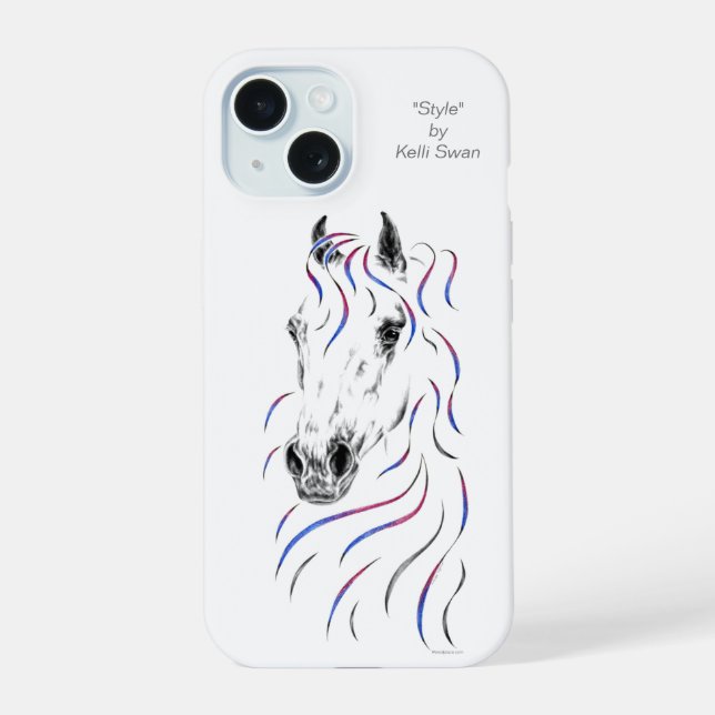 Coque iPhone 15 Cheval arabe élégant (Verso)