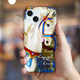 Coque iPhone 15 Cheval de carrousel coloré Photo Vive Rire Amour G