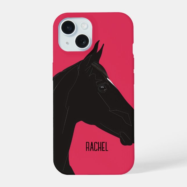 Coque iPhone 15 Cheval Noir (Verso)