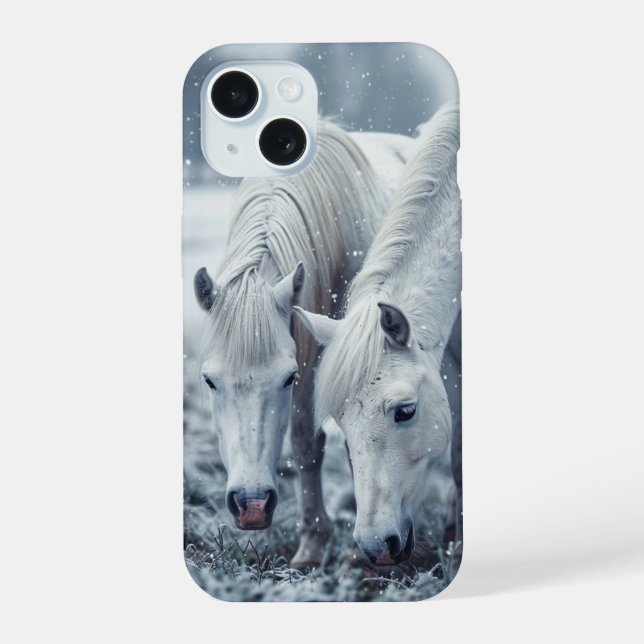 Coque iPhone 15 Chevaux blancs (Verso)