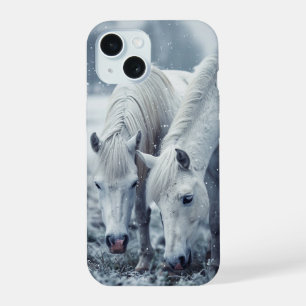 Coque iPhone 15 Chevaux blancs