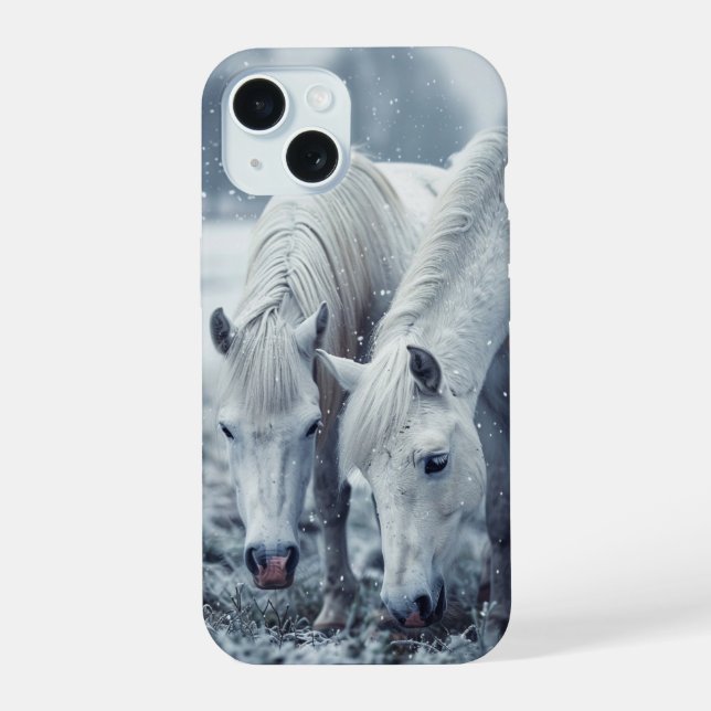 Coque iPhone 15 Chevaux blancs (Verso)