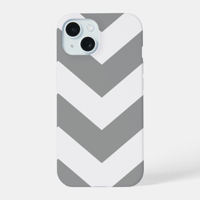 Coque iPhone 15 Chevron gras gris (Verso)