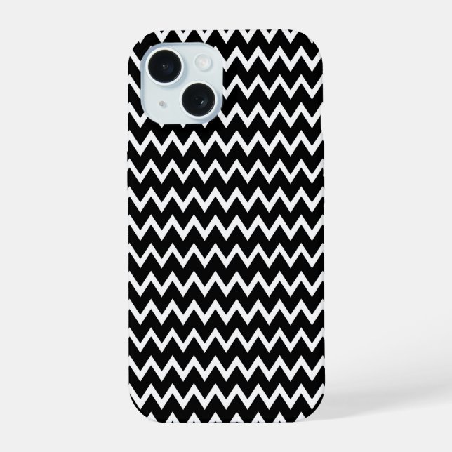 Coque iPhone 15 Chevron noir et blanc (Verso)