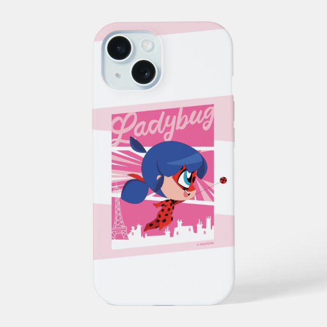 Coque iPhone 15 Chibi Ladybug à Paris (Verso)