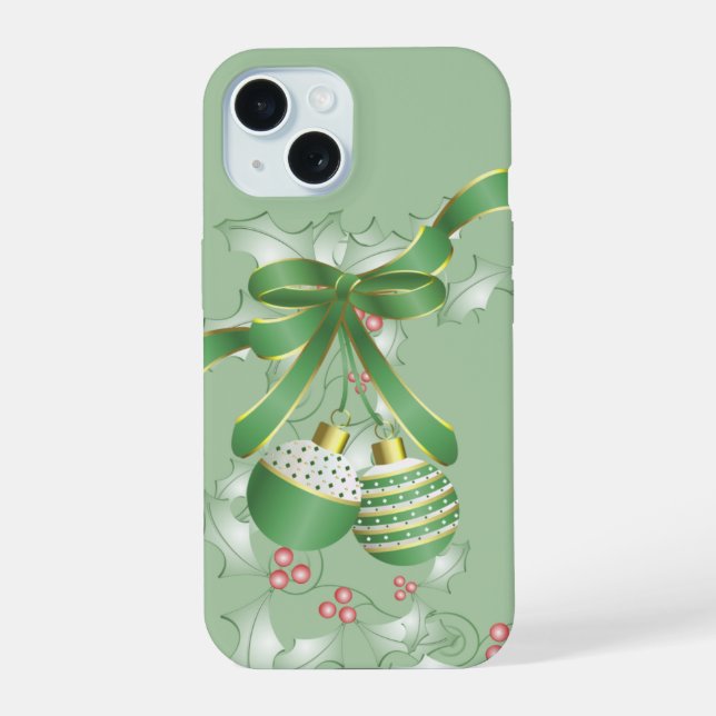 Coque iPhone 15 Chic moderne rose vert Noël Joie (Verso)